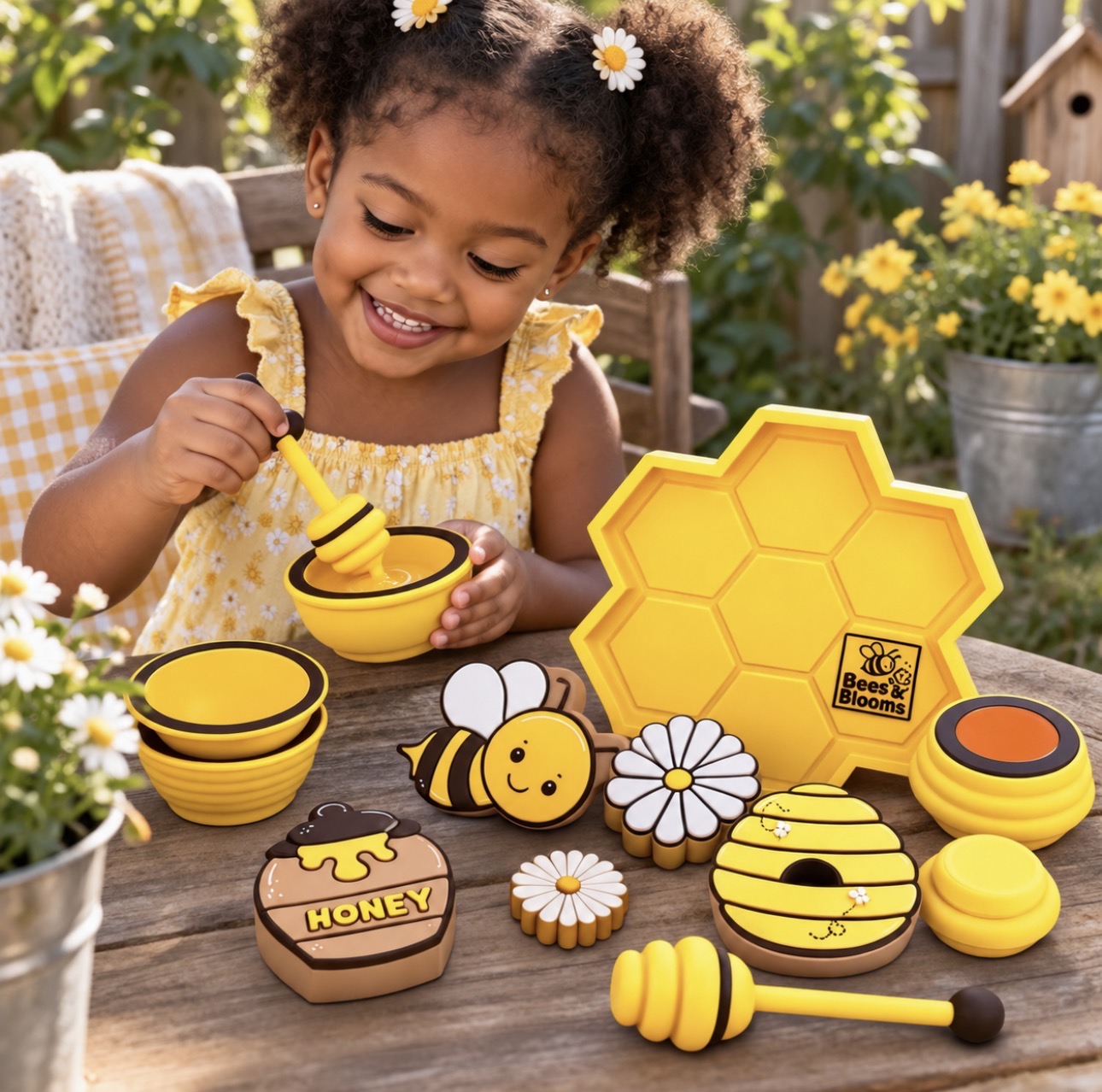 Child playing with the Honey Bee Playset